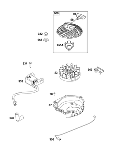 Flywheel, Ignition, And Starter Group Diagram and Parts List for 093J02-0094-H5 020000 - 09Z999 Briggs and Stratton Engine